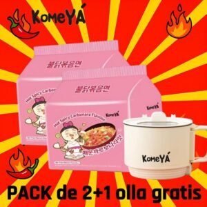 ¡Compra Pack de 2 y llévate 1 bolsa térmica gratis! | KomeYA Ramen Picante Carbonara & Hot Spicy Chicken Ramen | Pack 5 uds 131g - Compra 2 Bolsas y Recibe 1 Olla Gratis